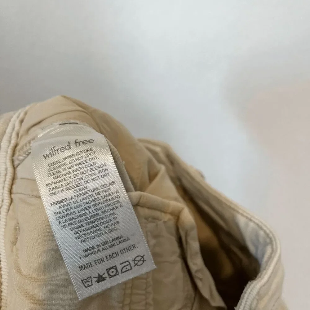 Aritzia Wilfred Free Birch Beige Modern Cargo High Waisted Twill Pants Size 00